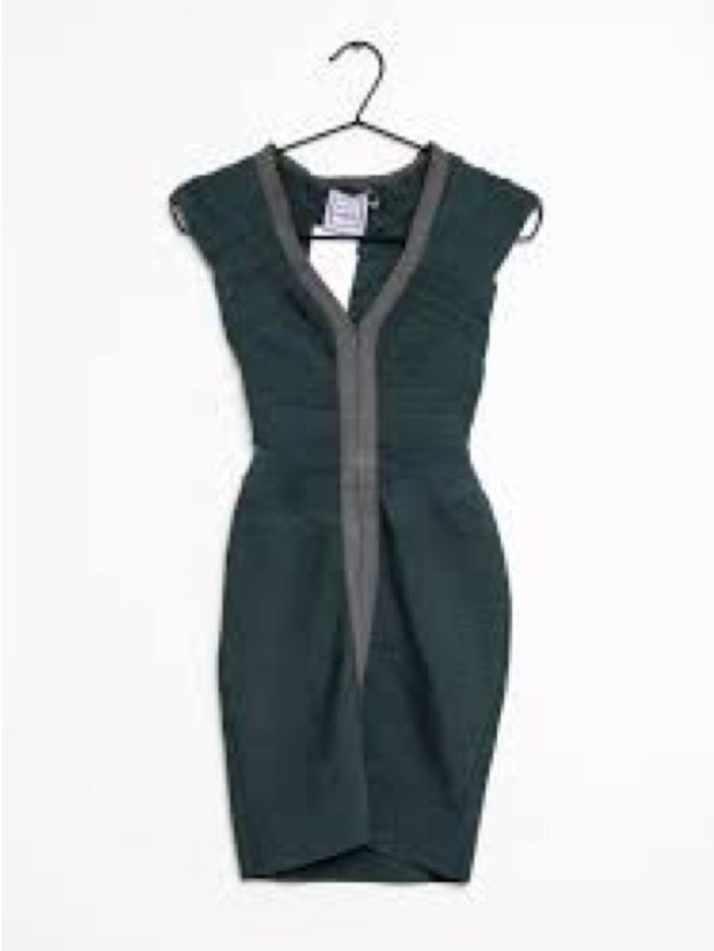 Herve Leger Bodycon Bandage Dress in Teal and Charcoal - Picture 4 of 7